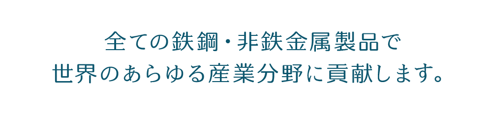 全ての鉄鋼・非鉄金属製品で世界のあらゆる産業分野に貢献します。